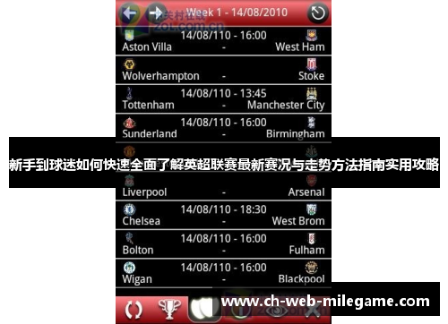 新手到球迷如何快速全面了解英超联赛最新赛况与走势方法指南实用攻略